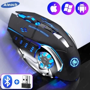 Bluetooth Mouse PC Gaming Computer Rechargeable Wireless Mouse USB Mechanical - Imagen 1 de 9