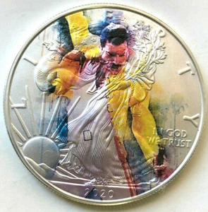 Freddie Mercury -  American Silver Eagle 1oz .999 Limited Ed. Silver Dollar Coin - Picture 1 of 8