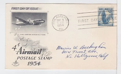TurtlesTradingPost - 4 Cent Airmail Stamp #C48- 1954 FDC Artcraft Postal Card - Image 1 of 2