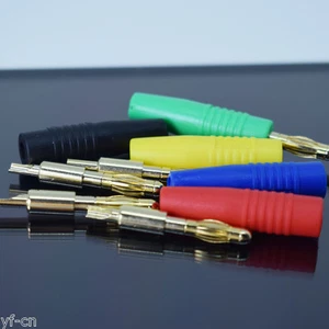 20sets 5 color Gold Plated Copper 4mm Banana Male Plug Test DIY Solder Connector - Picture 1 of 6