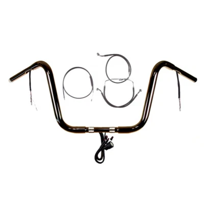 Kit de manillar precableado 1 1/4" negro 12" Harley Road King 2014-2016 sin ABS Foto 1 de 2
