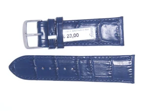 Correa de reloj de grano de cocodrilo en relieve FLUCO 22 mm corta azul clásico kroko - Imagen 1 de 2