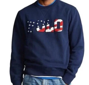 Polo Ralph Lauren Americana USA Flag Pullover Fleece Sweatshirt S NWT $188 - Picture 1 of 6