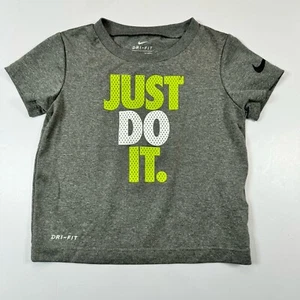 NIKE Toddler Boys Shirt Dri-Fit Gray "Just Do It" Logo Short Sleeve Size 18M - Picture 1 of 8
