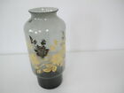 schne Vase Glasvase Rauchglas - Blumen Gold  Hhe 25,5 cm, Chechoslowakia