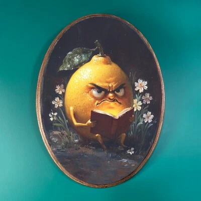 DECORACIÓN DE MADERA DE LIMÓN ENOJADO, placa de madera de cocina de fantasía, decoración de pared de libro de verduras Foto 1 de 4