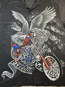 Malibu Dreams Freedom Chopper Button Up Shirt Mens M Biker Double Side Gang - Picture 1 of 12