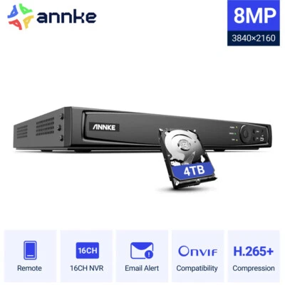 ANNKE 8CH/16CH 4K 8MP 6MP NVR IP Network POE Video Recorder For Security Camera  - Image 1 of 4