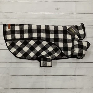 Eddie Bauer Dog Coat Jacket Buffalo Black/White Plaid Fleece Lined XXL 95+ lbs - Picture 1 of 5