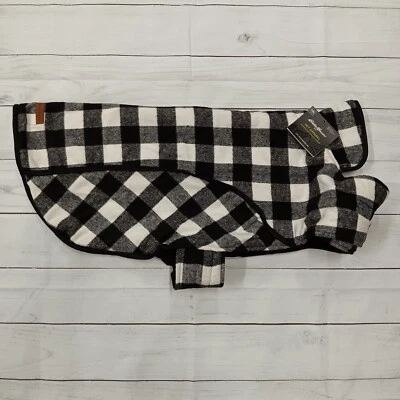 Eddie Bauer Dog Coat XXL Buffalo Plaid Black/White Fleece Lined Jacket 95lbs+ - Image 1 of 4