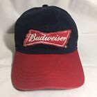 Budweiser Beer Hat Baseball Cap Distressed Look Ratty Logo Red Navy Snapback