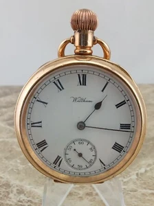 Atemberaubende WW1 Trench 14k Gold Waltham 7 Jewelled Traveller Taschenuhr 1908 - Bild 1 von 18