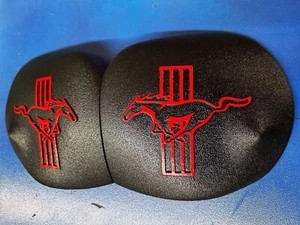 2015-2024 Ford Mustang Custom Fitted Strut Tower Covers (pony Tribar) Race Red - Picture 1 of 16