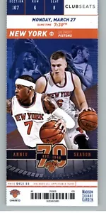 Detroit Pistons vs New York Knicks 3/27/2017 Full Ticket - Carmelo Anthony - Picture 1 of 1