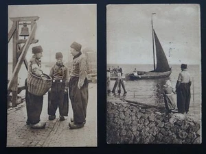 Netherlands Fishing Theme 2 x VOLENDAM FISHERMEN c1905 Postcard by F.B. Den Boer - Picture 1 of 5