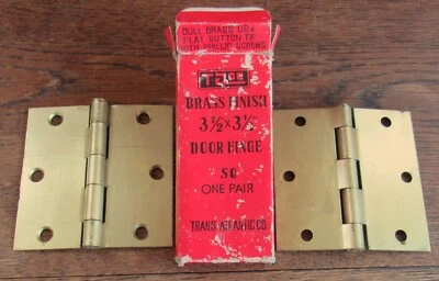 Par de bisagras de puerta punta de botón plano de latón opaco US4 3,5 x 3,5" pasador suelto pernos Foto 1 de 4