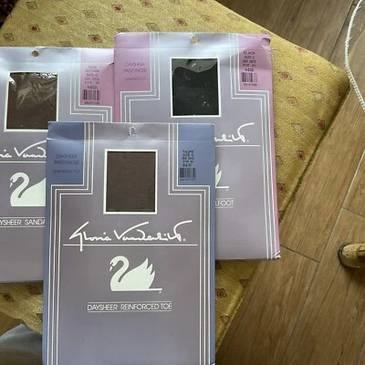 3 Pr винтажный Gloria Vanderbilt колготки день чистый размер C новый из старых запасов - Изображение 1 из 3