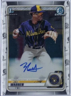 Zavier Warren - 2020 1st Bowman Chromes Draft Rookie Autograph Card #CDA-ZW - Image 1 of 3