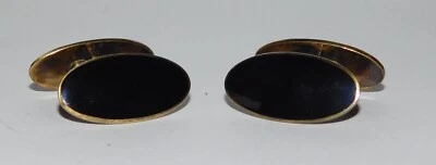 Gemelos clásicos David Andersen lavados en oro plata de ley esmalte negro Foto 1 de 4