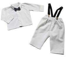 Baby Taufanzug Babyanzug Taufoutfit Taufe Hemd+Hose+Fliege+Hosenträger Gr.68