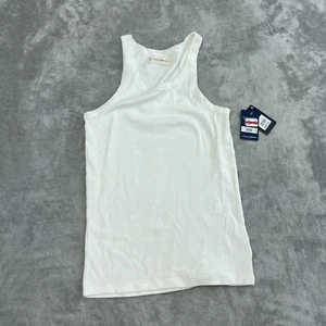 Lucky Brand White Ribbed Tank Top Medium Cotton/Elastane Blend NWT 4032 - Picture 1 of 9