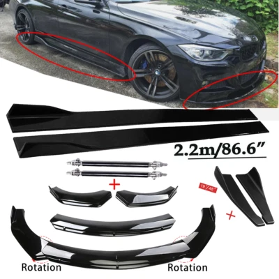 For BMW 320i 328i 330i F30 Front Bumper Lip Spoiler Side Skirt Rear Gloss Black - Image 1 of 4