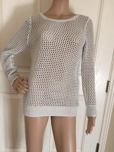 Gently Worn Girls H&M White w Silver Specks Sweater Size Age 14+ / Women Sz XS - Picture 1 of 9