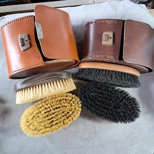 2x Vintage Brush Pairs, Wood & Bristle, in cases - Picture 1 of 17