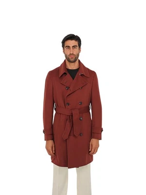 7.2K ISAIA NAPOLI Rust Double Breasted Trench Coat 100% Cashmere  38 US / 48 EU - Image 1 of 4