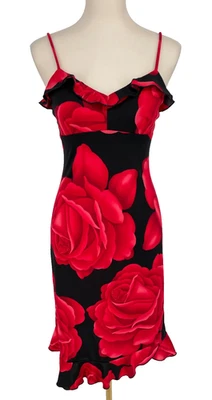 Vestido Y2K LaBelle Mujer Talla M Estampado Rosa Correas Espagueti Cuello en V Volantes Negro Foto 1 de 4