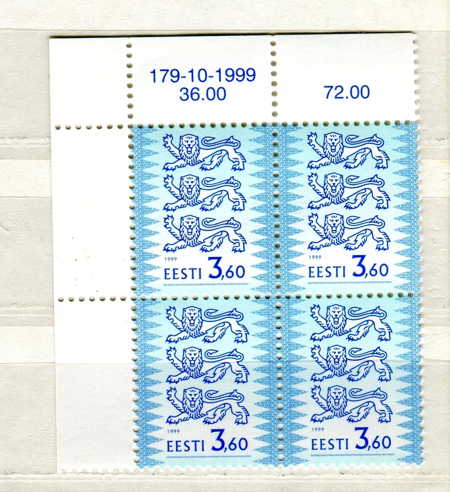 EST_179 1999 Estonia coat of arms lions FAUNA BLOCK MNH - Image 1 of 1