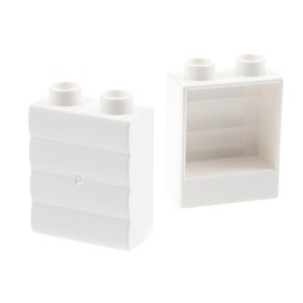 2x Lego Duplo Building Brick 1x2x2 White Wall Profile Log Cabin Set 10827 6145930 18783