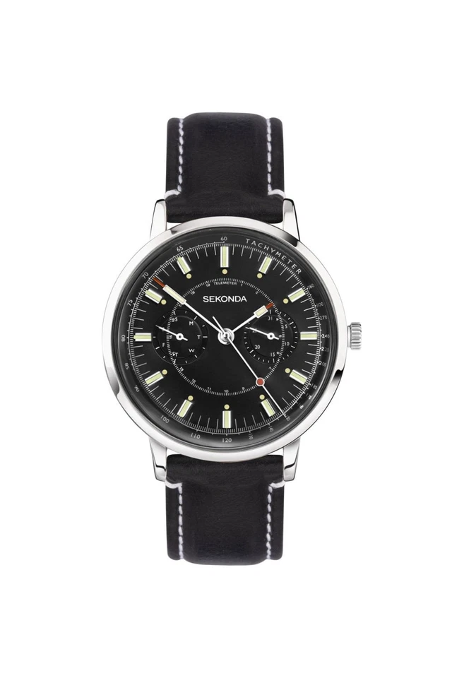 Reloj informal Sekonda para caballero correa de cuero negro 38 mm 30098 Foto 1 de 1
