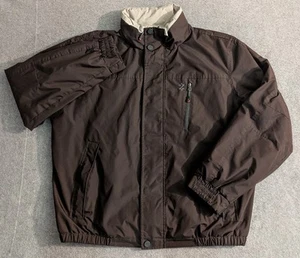 Izod Performx Coat Men XL Brown Hooded Full Zip Snap Fleece Lined Winter Jacket - Picture 1 of 8