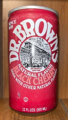 Lata de refresco Dr Brown's vacía de 12 oz distribuida por KBI en College Point NY Foto 1 de 4