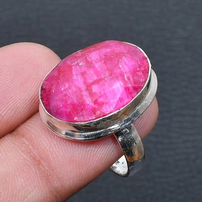 Anillo Joyería Cachemira Rojo Rubí Hecho a Mano EE. UU. Talla 7.5 f409 Foto 1 de 3