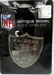 NFL LA Raiders Antique Nickel Auto Emblem - Picture 1 of 1
