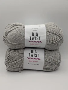 (2) Big Twist Baby Bunny Yarn 284 Yds 3.5oz Skein #1 Super Fine Light Gray - Picture 1 of 5