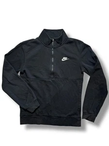 Nike Quarter Zip Sweatshirt Black XS Small Embroidered Swoosh Pullover Casual - Picture 1 of 10