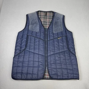 VTG Barbour Gilet Mens XL Navy Keeperwear Moleskin Quilted Vest Hunting Shooting - Picture 1 of 16