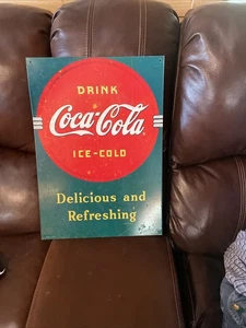 Rare Vintage 1989 Coca Cola Metal Advertising Sign 12 x 17" Drink Ice-Cold - Picture 1 of 6