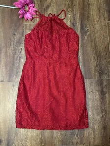 Charlotte Russe Woman’s Jrs. Red Semi-formal Red Halter Lace Dress Size M NWT - Picture 1 of 15