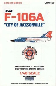 Caracal Models 1/48 48120 x F-106A Delta Dart 'City of Jacksonville' decals - Picture 1 of 4