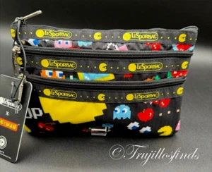 LeSportsac Pac-Man 3 Zip 1974 Power Pellets Kosmetik Reisetasche 7158 G842 Neu P1 - Bild 1 von 12