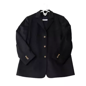 L.L. Blazer negro forrado con botones delanteros de mezcla de cachemir de lana Bean talla 16R - Imagen 1 de 14