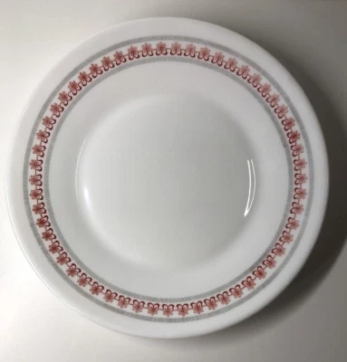Lot 6 Petites Assiettes Plates Arcopal France D 19,5 Cm Décor Floral Rouge - Photo 1/4