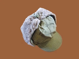 US Military M-1951 Korean War Era OD Pile Field Cap M-Q1 Alpaca Cold Weather - Picture 1 of 10