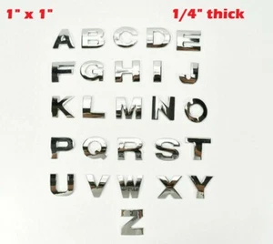 1x1" 3D DIY A-Z Metal Letter Chrome Sliver Vehicle Car Wall Decal With Adhesive - Picture 1 of 29