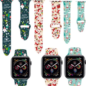 Cinturino Orologio Silicone per Apple Watch 38-44mm Serie 6/5/4/3/2/1 Cinturino Natale - Foto 1 di 27