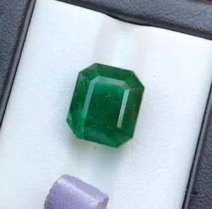 Swat Natural EMERALD 6.10 CT Vivid Green Emerald Faceted Cut Loose Gemstone - Picture 1 of 6